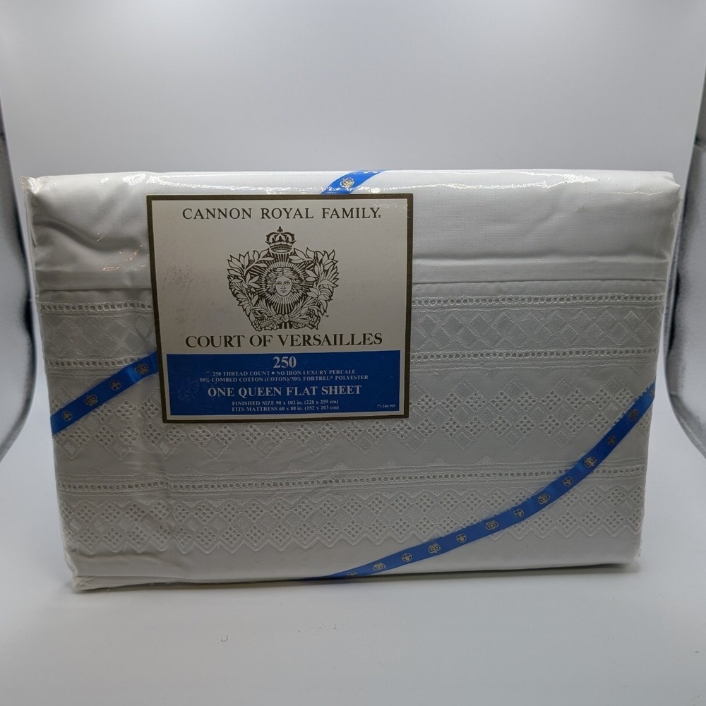 Cannon Royal Family Court‎ of Versailles Queen Flat Sheet White Diamant 250TC